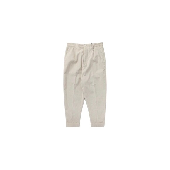 Ami Paris Men Wide Trousers Corduroy Carrot Pants with PleatsBeige S